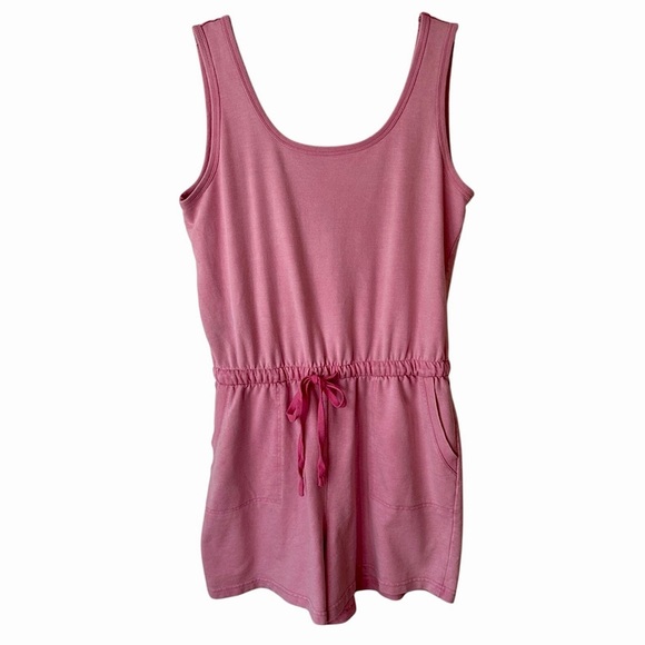 Jane and Delancey Romper Pink Cotton Cinched Waist Sleeveless Casual Pockets - Picture 1 of 17